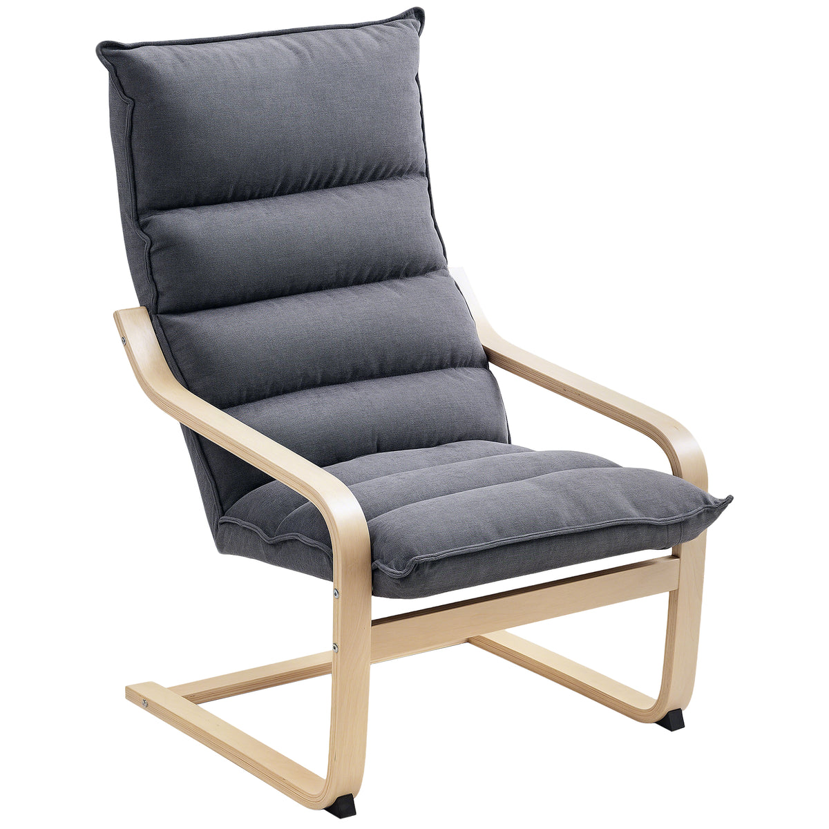 Poltrona da salotto, poltrona relax moderna, poltrona da camera con braccioli curvi, cuscini, 67 x 83 x 105 cm, grigio