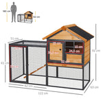 Clapier cage à lapins cottage - niche supérieure avec rampe et enclos extérieur - plateau excrément, fenêtre, 2 portes verrouillables - métal époxy sapin pré-huilé