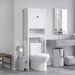 Meuble WC dessus de toilette meuble machine à laver meuble salle de bain placard 2 portes étagères réglables blanc