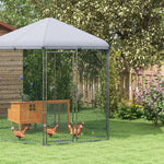 Enclos poulailler extérieur 5 m² parc grillagé dim. 2,8L x 2,45l x 2,46H - espace couvert - 5/8 poules