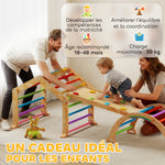 Triangle d'escalade enfant avec rampe réversible toboggan bascule et structure d'escalade multicolore