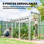 Serre tunnel de jardin 3 m², serre de jardin, cadre en acier galvanisé, 8 portes roulantes, 295x100x197cm, transparent