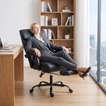 Chaise Bureau Ergonomique Inclinable, Fauteuil de Bureau en PU, Accoudoirs Synchronisés, Hauteur Réglable, Noir