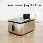 Fontaine à eau pour chat automatique en inox 5L, silencieuse, distributeur eau chat 3-étapes filtre chargeur USB, argent