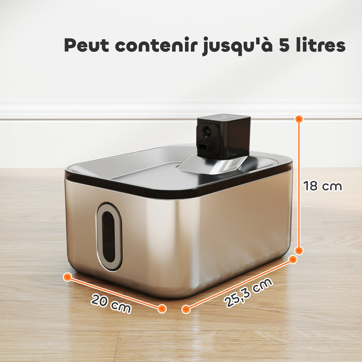 Fontaine à eau pour chat automatique en inox 5L, silencieuse, distributeur eau chat 3-étapes filtre chargeur USB, argent