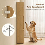 Armoire salle de bain haute, meuble de rangement colonne 6 niveaux 2 portes et étagères réglables, 40x31x182cm, chêne