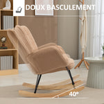 Fauteuil à bascule rocking chair revêtement effet laine bouclée, structure en acier 71 x 98 x 101 cm marron