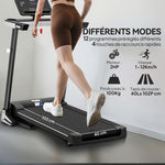 Tapis de Course Electrique Pliable - .fr x FFHandball - Tapis Roulant 1-12 Km/h 500 W écran LCD 12 programmes Noir