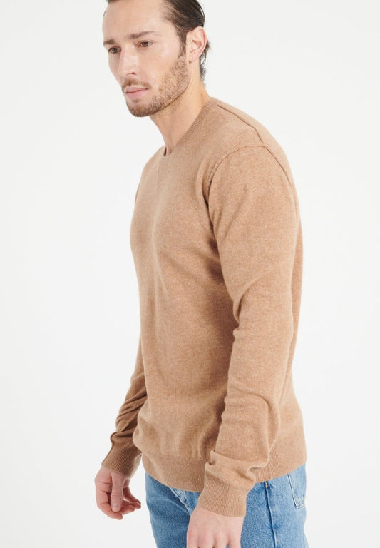 Pull col rond homme en cachemire camel - LUKE 12