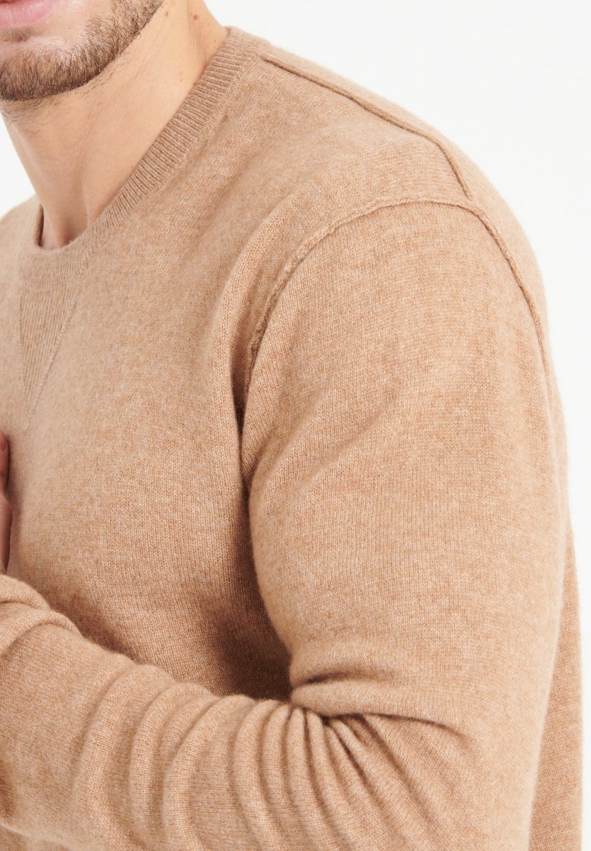 Pull col rond homme en cachemire camel - LUKE 12