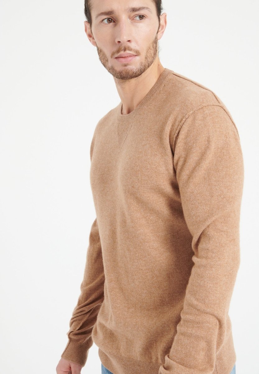 Pull col rond homme en cachemire camel - LUKE 12
