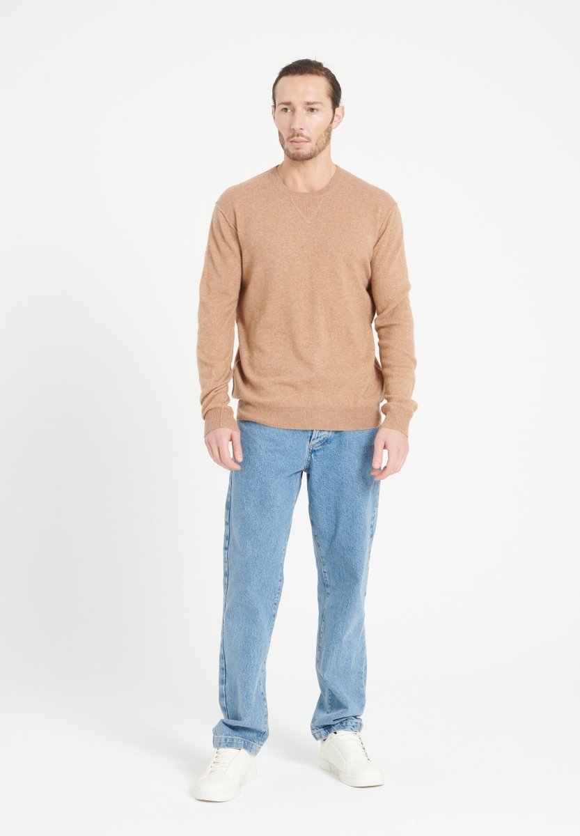 Pull col rond homme en cachemire camel - LUKE 12