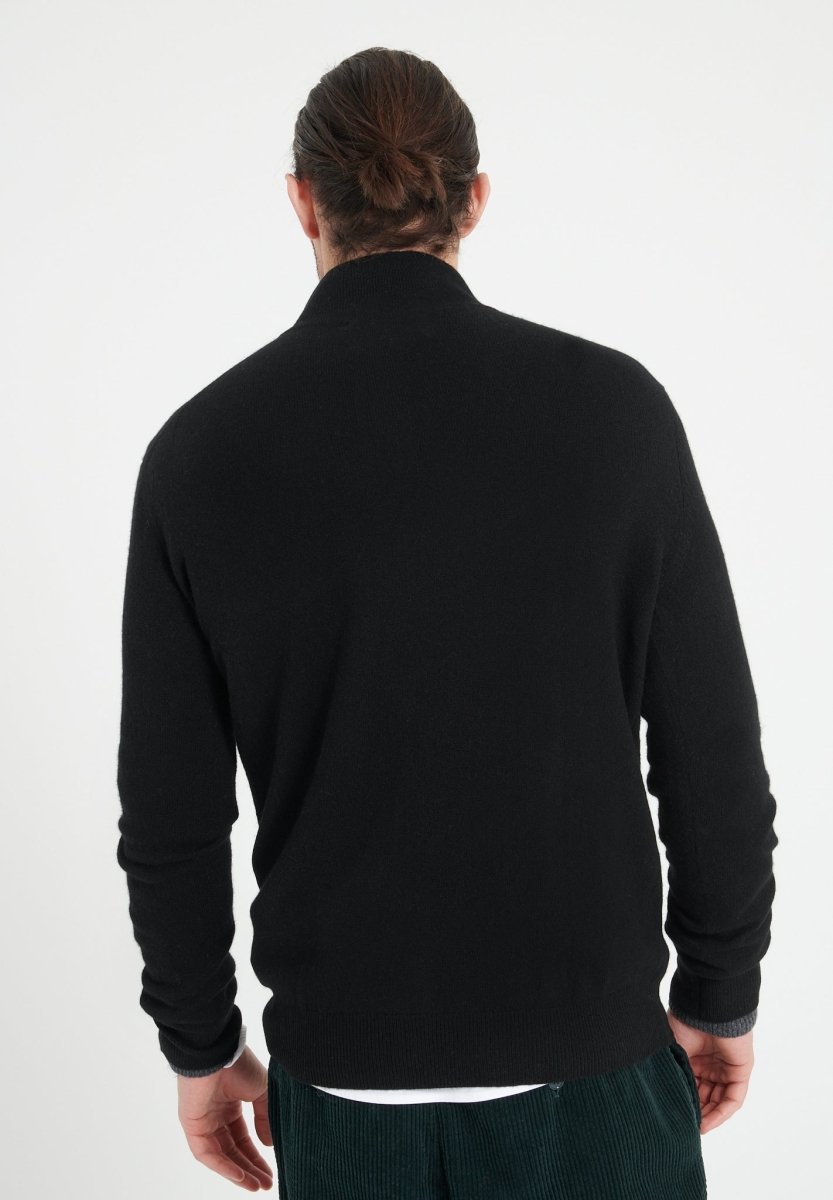 Gilet col montant zippé homme en cachemire noir - LUKE 8