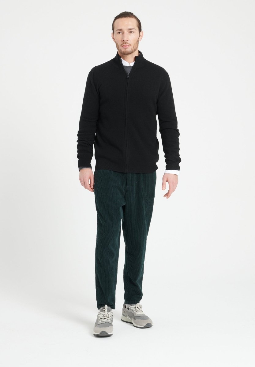 Gilet col montant zippé homme en cachemire noir - LUKE 8