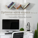 Etagères murale flottante - design contemporain en V - kit fixation inclus - panneaux particules chêne clair