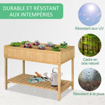 Jardinière sur Pieds carré Potager avec étagère 110L x 46l x 76H cm 8 Compartiments & Inserts d'irrigation