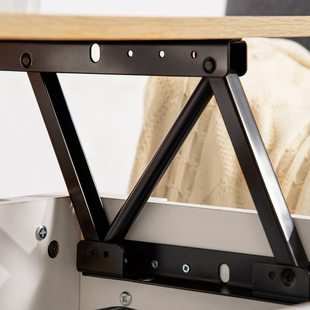 Tavolino da salotto sollevabile, tavolo con vano nascosto, stile moderno, per soggiorno, ufficio, 100x50x45cm, bianco