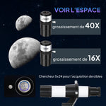 Télescope astronomique adultes et débutants 70 mm, télescope réfracteur 40X/16X trépied réglable, 80 x 80 x 135 cm blanc