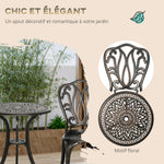 Ensemble Salon de Jardin 2 Places 2 chaises + Table Ronde style charme rétro en fonte d'aluminium, bronze