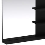 Badezimmerspiegel mit 3 Ablagen 60 x 48 cm, Moderner Wandspiegel für Schlafzimmer, Büro, Schwarz