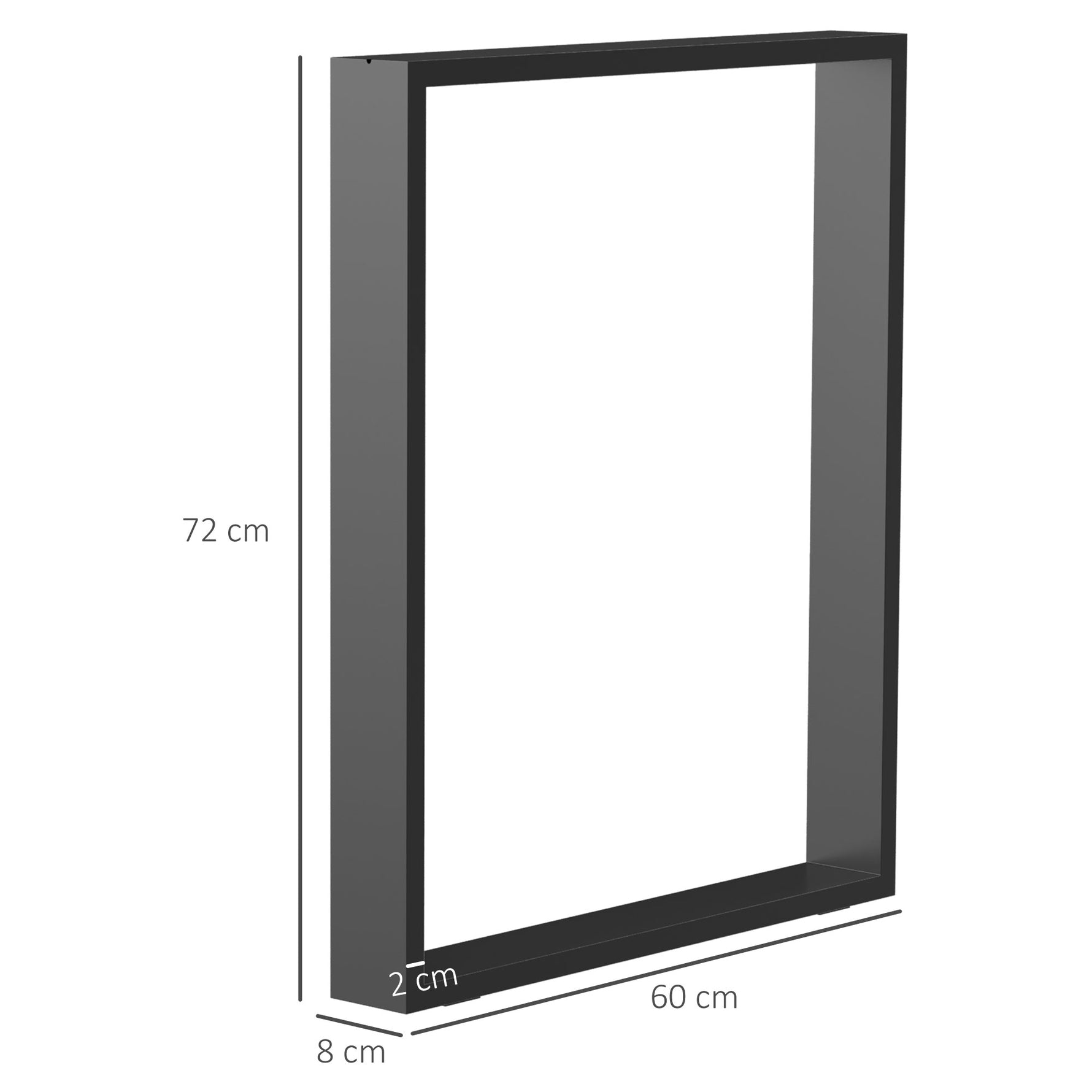 Lot de 2 pieds rectangulaires en acier noir pour table - hauteur 72 cm - design contemporain