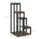 Support pour plantes étagère à fleurs 4 étagères différentes hauteurs structure acier 40 x 40 x 81 cm noir