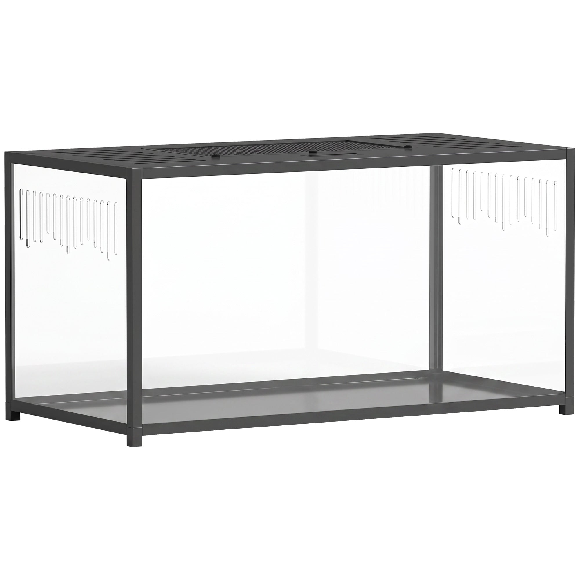 Cage Hamster Habitat Rongeur Vue Panoramique 360° Structure Robuste en Métal Espace Étanche Profond 100x50x52,5 cm Noir