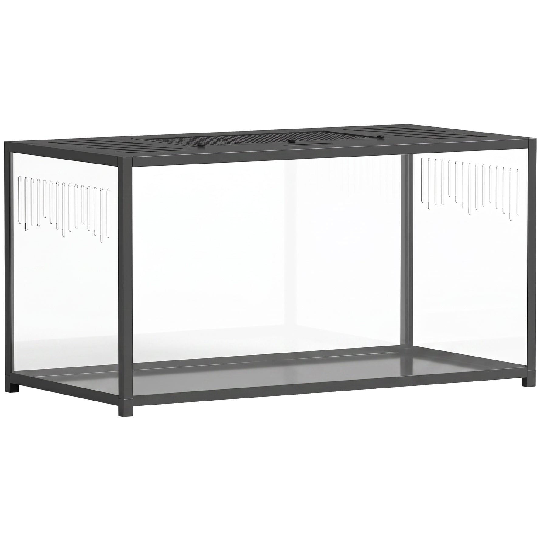 Cage Hamster Habitat Rongeur Vue Panoramique 360° Structure Robuste en Métal Espace Étanche Profond 100x50x52,5 cm Noir