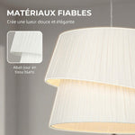 Suspension Luminaire Élégante à Double Abat-Jour, Rosace Dorée, Câble Réglable, Ampoule Non Incluse E14 40 W, Blanc