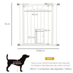 Barrière de sécurité animaux chien porte fermeture automatique sans perçage de 74 à 80 cm acier noir