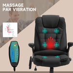 Fauteuil de bureau massant et chauffant, chaise de bureau, chaise ergonomique avec hauteur réglable, dossier