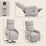 Fauteuil Releveur Électrique, Fauteuil Relax Électrique en Chenille avec Coussin à Ressorts, Dossier Inclinable, Gris