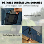 Tente de Camping Tunnel pour 4 Personnes Imperméable 3000mm Double Couche Hauteur 190cm Bleu Foncé