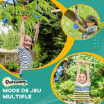 Percorso a ostacoli ninja per bambini, 30 accessori e borsa per il trasporto, 10 m di slackline blu nero rosso