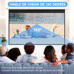 Écran de projection motorisé 120 pouces, 16:9 4K HD, fixation mural ou plafond avec télécommande, 293,5L x 8l x 176H cm