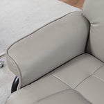 Poltrona relax reclinabile con poggiapiedi, girevole, struttura in legno, rivestimento sintetico grigio