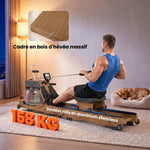 Rameur à Eau Rameur Appartement Pliable Double Rail Aluminium Capacité 158kg Connexion Bluetooth 182x42x67cm Chêne-5