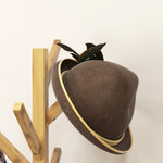 Portemanteau sur pied en bois bambou portant à vêtements 8 patères 3 étagères 46 x 46 x 175 cm naturel