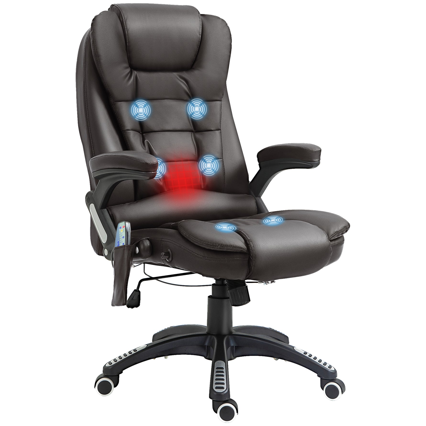 Fauteuil de bureau massant et chauffant électrique fauteuil bureau ergonomique revêtement synthétique brun