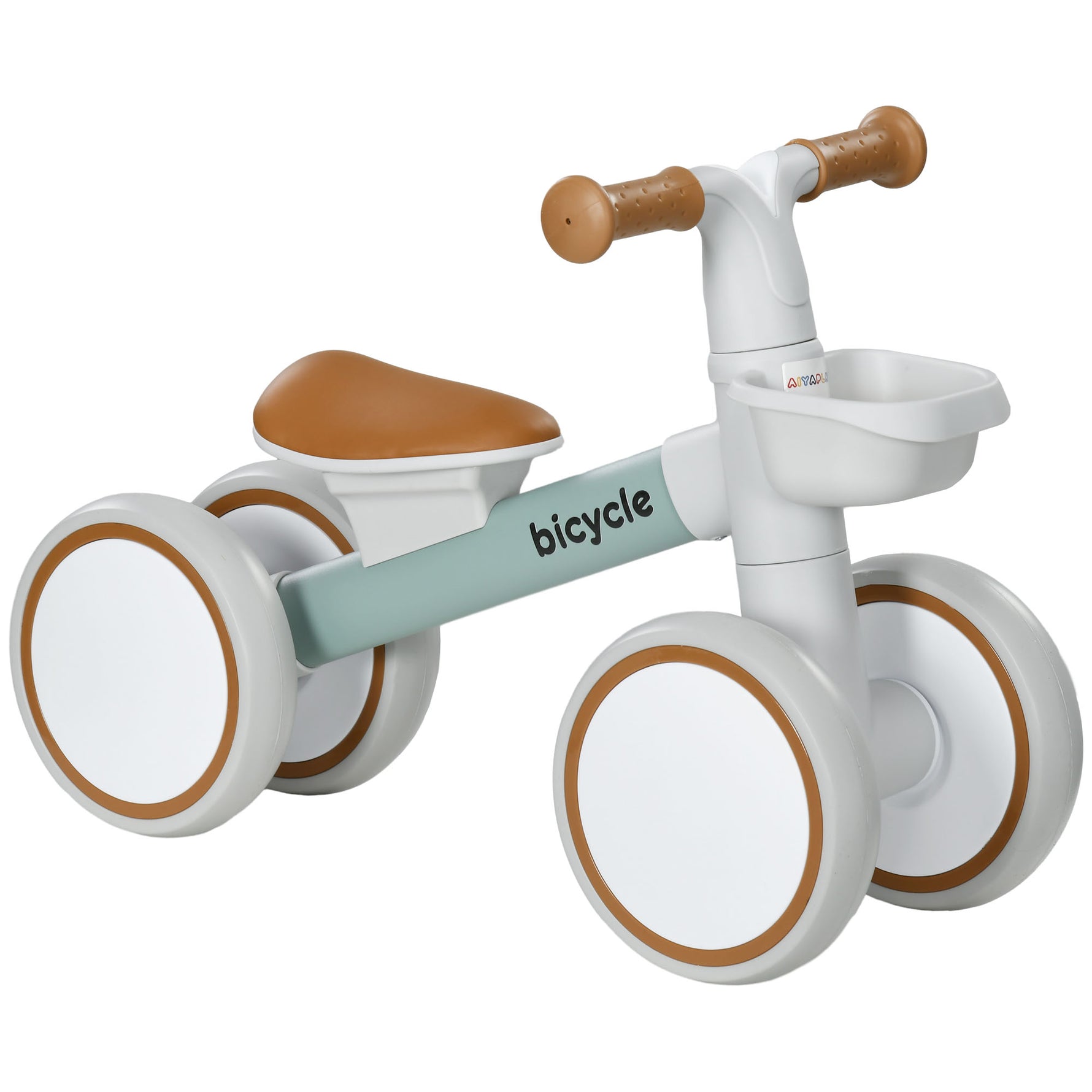 Draisienne vélo Enfant 4 roues selle réglable, guidon ergonomique alliage alu. PP, enfant 1 à 3 ans - Gris Marron vert