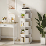 Draaibare boekenkast met 4 niveaus, opbergrek met 16 vakken, 39 x 39 x 128,3 cm, wit