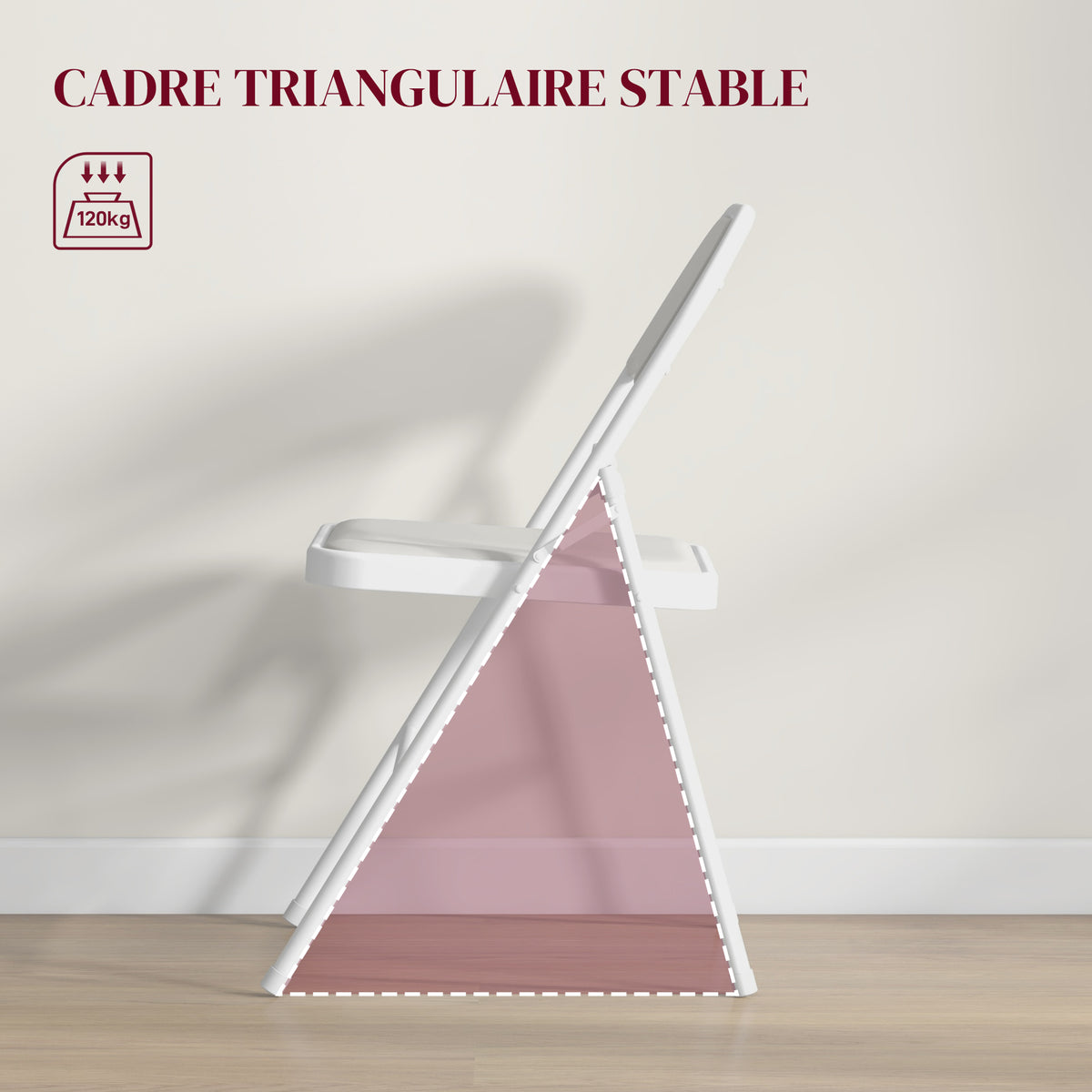 Lot de 4 chaises pliantes chaises de salle à manger portables cadre en acier dim. 45l x 46P x 78H cm blanc