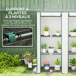 Serre de jardin avec étagères métalliques à 3 niveaux serre de balcon couverture PE toit incliné 144 x 48 x 152 cm blanc