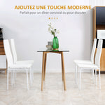 Lot de 4 chaises de salle à manger avec dossier haut, revêtement synthétique et pieds en acier, blanc