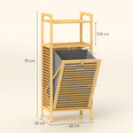 Meuble de rangement en bambou meuble de salle de bain étagère panier à linge basculant 40x30x95cm effet bois naturel