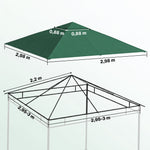 Toile de rechange pour pavillon toit de remplacement gazebo tissu polyester haute densité 180 g/m² anti-UV 3 x 3 m vert