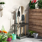 Organisateur d'outils de jardin, support à outils de jardin 16 compartiments à 2 niveaux 42 x 33 x 50 cm noir