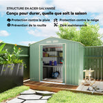 Abri de Jardin 2,42 m² - Remise pour Outils avec Fondation - cabanon Porte verrouillable - tôle d'acier Vert clair