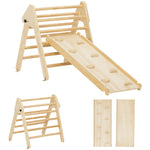 Triangle d'escalade, 3 en 1 en bois pour grimper et glisser, charge max. 50 kg, pour 18-48 mois, bois naturel