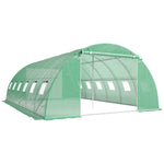 Serre Tunnel de Jardin Serre Maraîchère Acier Galvanisé Ø25mm et Structure Renforcée 395x595x199cm Vert
